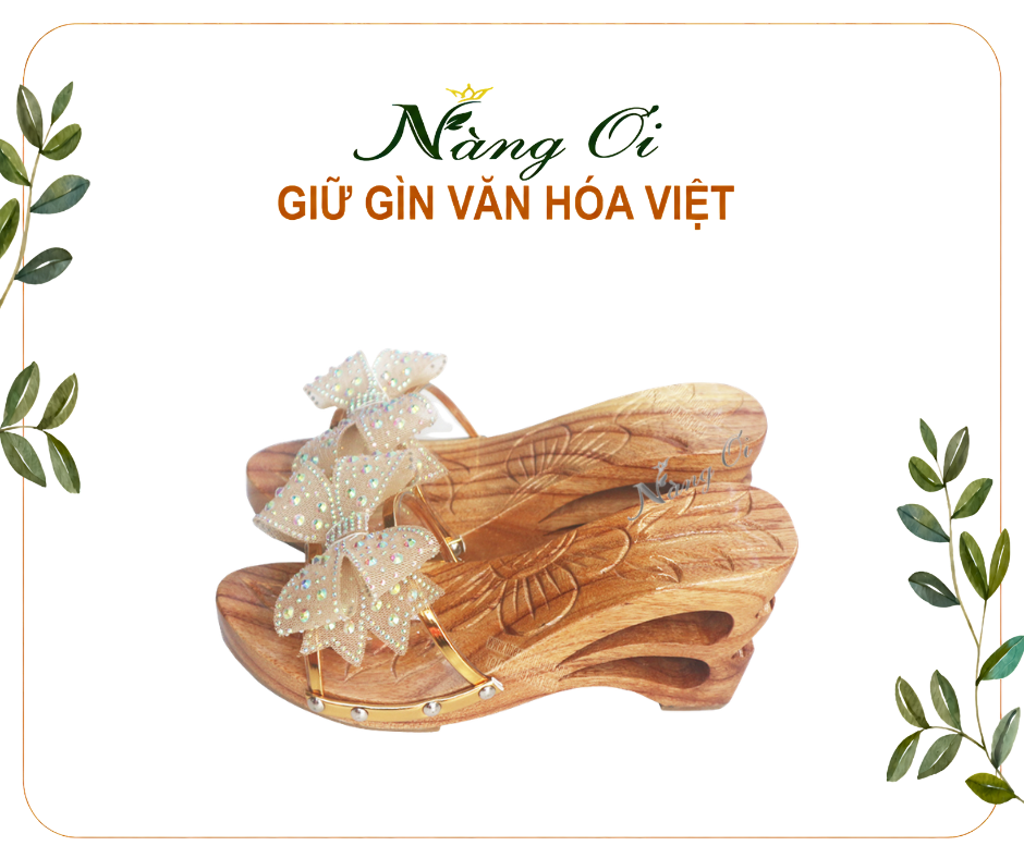 GUỐC GỖ HAI GIỌT NƯỚC CHẠM HOA CÚC GÓT TẦNG CAO 8CM